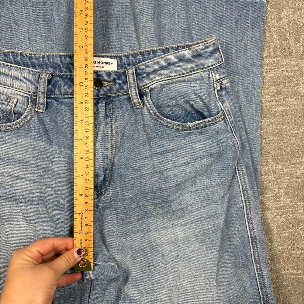 Flying Monkey High Rise Flare Distressed Hem Jean Women Size 29 - Picture 3 of 7